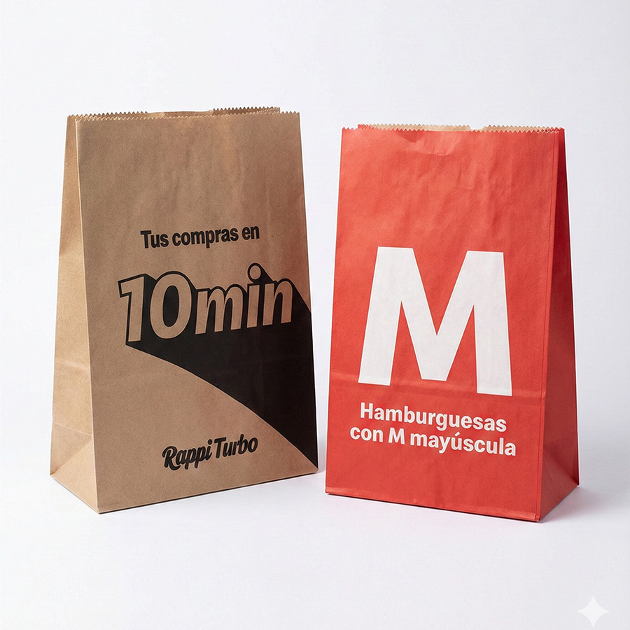 Bolsa kraft o blanca tipo delivery - 25x15x30